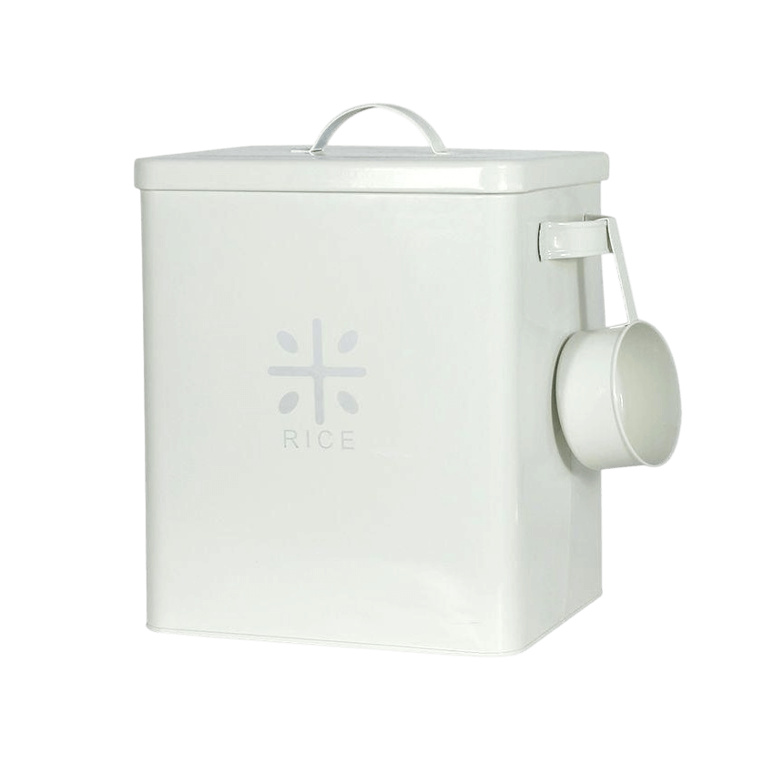 IRON ROUND KITCHEN RICE CONTAINER (WHITE)